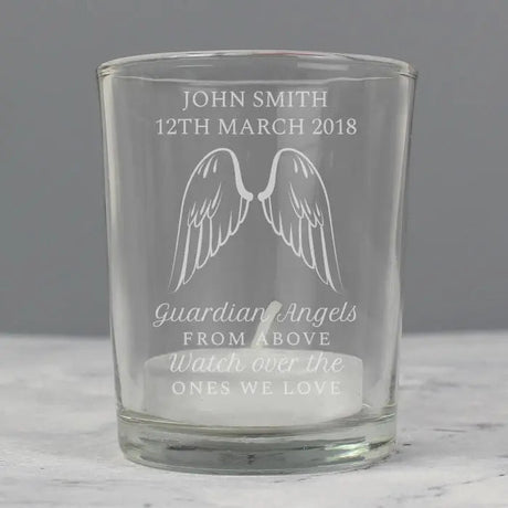 Personalised Guardian Angel Wings Candle Holder: 3 - Candle Holders By Gift Moments