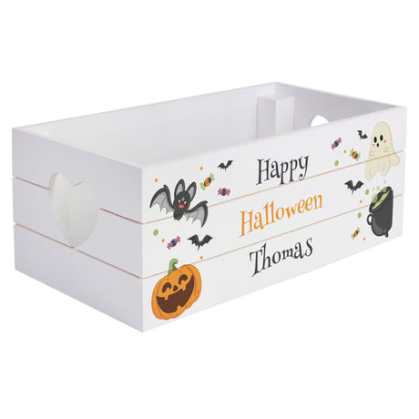 Personalised Halloween Wooden Treats Crate: 5 - Storage By Gift Moments