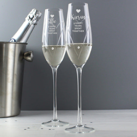 Personalised Hand Cut Heart Celebration Flutes: 3 - Champagne Flutes By Gift Moments