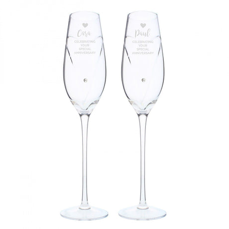 Personalised Hand Cut Heart Celebration Flutes: 4 - Champagne Flutes By Gift Moments