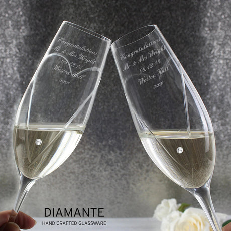 Personalised Hand Cut Heart Flute Set: 5 - Champagne Flutes By Gift Moments