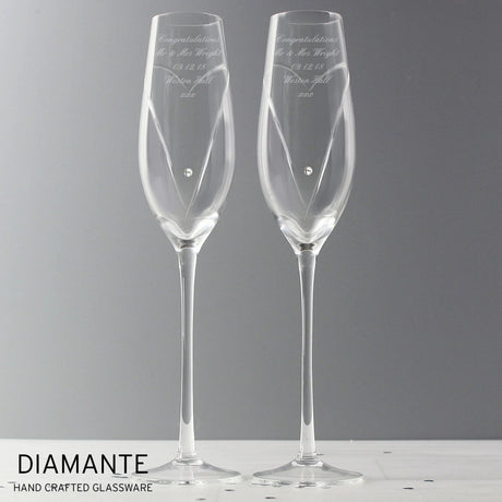 Personalised Hand Cut Heart Flute Set: 6 - Champagne Flutes By Gift Moments