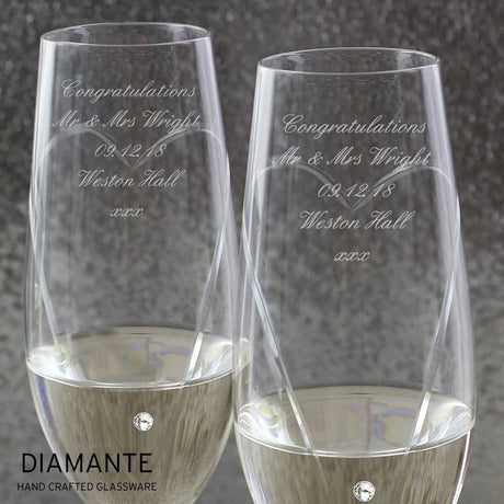 Personalised Hand Cut Heart Flute Set: 4 - Champagne Flutes By Gift Moments