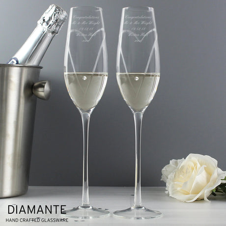 Personalised Hand Cut Heart Flute Set: 1 - Champagne Flutes By Gift Moments