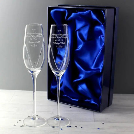 Personalised Hand Cut Heart Flute Set: 2 - Champagne Flutes By Gift Moments