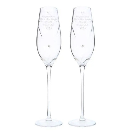 Personalised Hand Cut Heart Flute Set: 5 - Champagne Flutes By Gift Moments