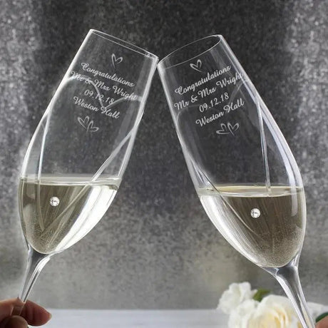 Personalised Hand Cut Heart Flute Set: 1 - Champagne Flutes By Gift Moments