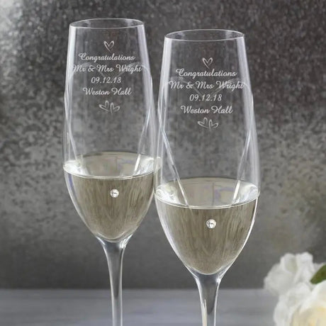 Personalised Hand Cut Heart Flute Set: 4 - Champagne Flutes By Gift Moments