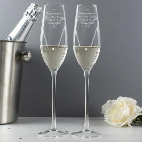 Personalised Hand Cut Heart Flute Set: 3 - Champagne Flutes By Gift Moments