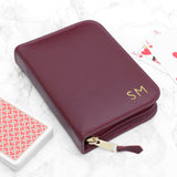 Handmade Leather Double Playing Card Case: 10 - Burgundy - Playing Card Cases By Gift Moments