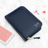 Handmade Leather Double Playing Card Case: 11 - Navy - Playing Card Cases By Gift Moments