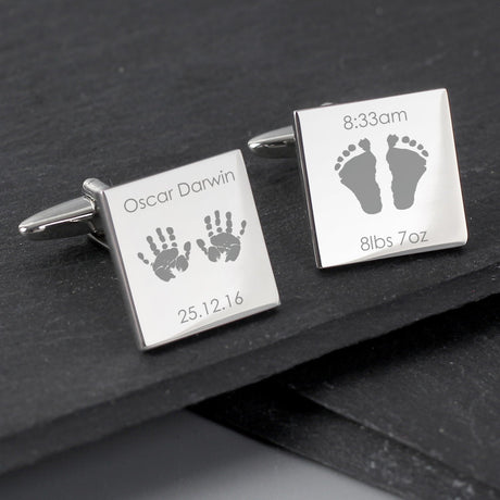 Personalised New Baby Square Cufflinks: 2 - Cufflinks & Tie Slides By Gift Moments