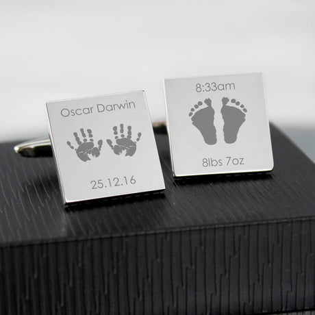 Personalised New Baby Square Cufflinks: 1 - Cufflinks & Tie Slides By Gift Moments