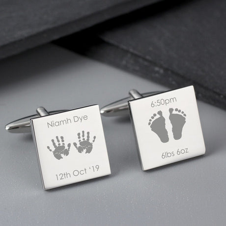 Personalised New Baby Square Cufflinks: 3 - Cufflinks & Tie Slides By Gift Moments