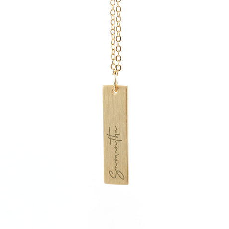 Personalised Handwriting Bar Necklace: 7 - Necklaces By Gift Moments