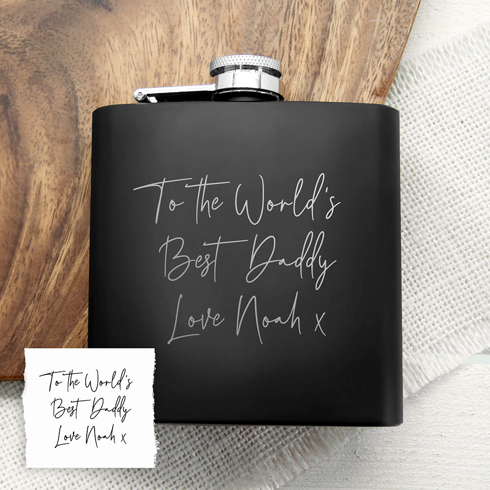 Personalised Handwriting Black Hip Flask Default Title - Hip Flasks at Gift Moments