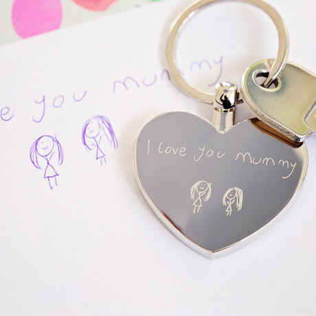 Personalised Engraved Heart Keyrings: 6 - Silver - Keyrings By Gift Moments