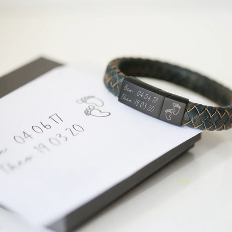 Personalised Handwriting Men’s Leather Bracelet: 1 - Bracelets By Gift Moments