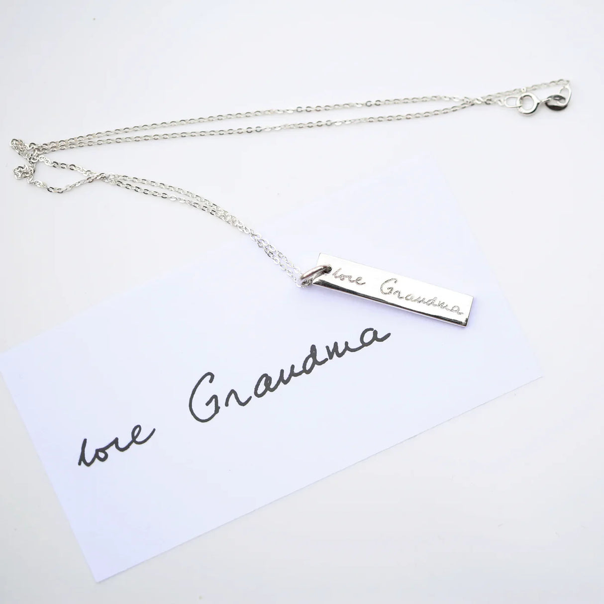 Personalised Handwriting Silver Bar Necklace: 2 - Necklaces By Gift Moments