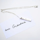 Personalised Handwriting Silver Bar Necklace: 2 - Necklaces By Gift Moments