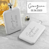 Personalised Slimline Handwriting White Flask: 2 - Hip Flasks By Gift Moments