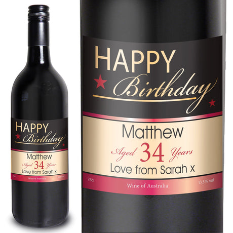 Personalised Happy Birthday Red Wine Gift: 2 - Wine By Gift Moments