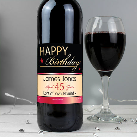 Personalised Happy Birthday Red Wine Gift: 3 - Wine By Gift Moments