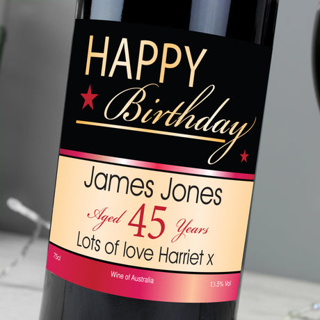 Personalised Happy Birthday Red Wine Gift: 5 - Wine By Gift Moments