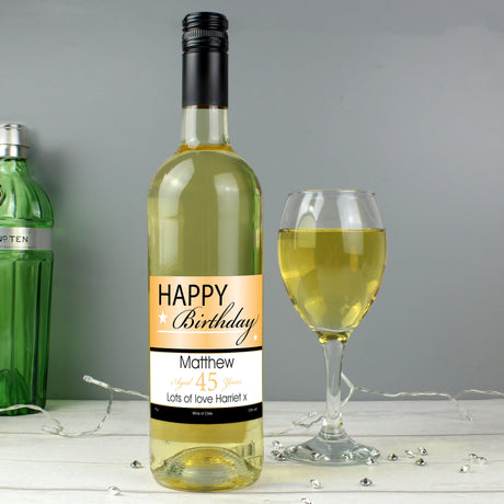 Personalised Happy Birthday White Wine Gift: 1 - Wine By Gift Moments