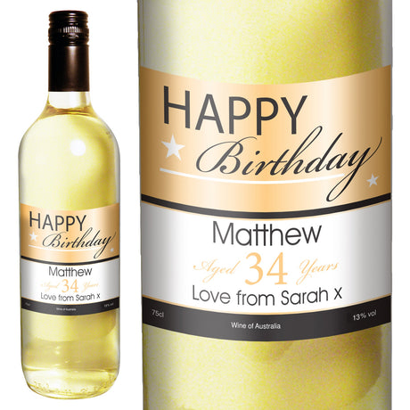 Personalised Happy Birthday White Wine Gift: 2 - Wine By Gift Moments