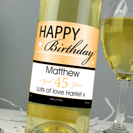 Personalised Happy Birthday White Wine Gift: 5 - Wine By Gift Moments