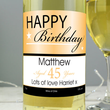 Personalised Happy Birthday White Wine Gift: 4 - Wine By Gift Moments