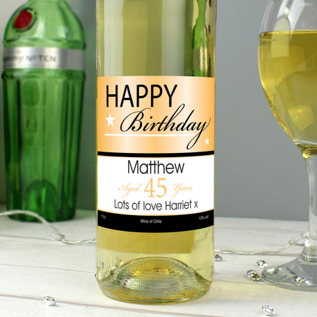 Personalised Happy Birthday White Wine Gift: 3 - Wine By Gift Moments