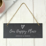 Personalised Our Happy Place Slate Plaque: 2 - Signs & Plaques By Gift Moments