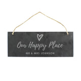 Personalised Our Happy Place Slate Plaque: 3 - Signs & Plaques By Gift Moments