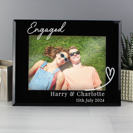 Personalised Heart Black Glass Photo Frame 5x7: 1 - Photo Frames By Gift Moments