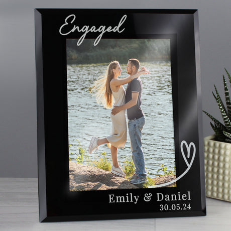 Personalised Heart Black Glass Photo Frame: 1 - Photo Frames By Gift Moments