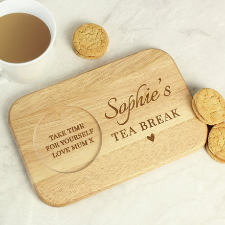 Personalised Wooden Heart Coaster Tray: 4 - Coasters By Gift Moments