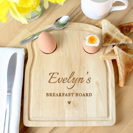 Personalised Heart Egg & Toast Serving Board: 1 - Egg Cups By Gift Moments