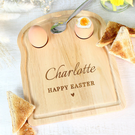 Personalised Heart Egg & Toast Serving Board: 2 - Egg Cups By Gift Moments