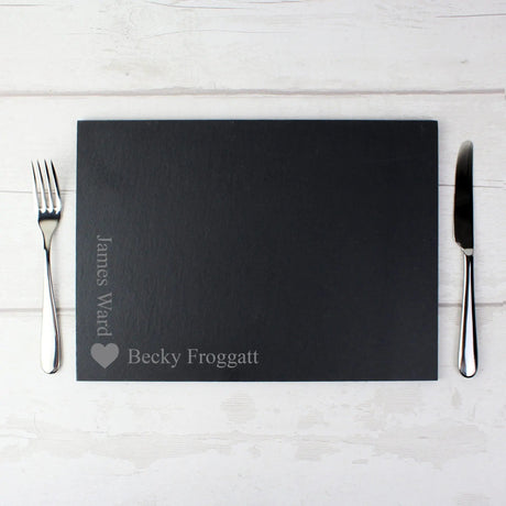 Personalised Heart Slate Placemat: 2 - Placemats By Gift Moments