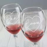 Personalised Heart Name Wine Glass Set: 3 - Wine Glasses By Gift Moments