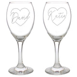 Personalised Heart Name Wine Glass Set: 4 - Wine Glasses By Gift Moments