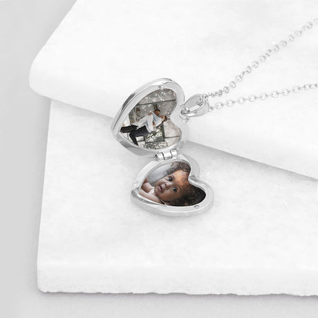 Personalised Heart Photo Locket Necklace: 4 - Necklaces By Gift Moments