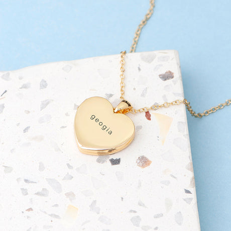 Personalised Heart Photo Locket Necklace: 11 - Gold - Necklaces By Gift Moments