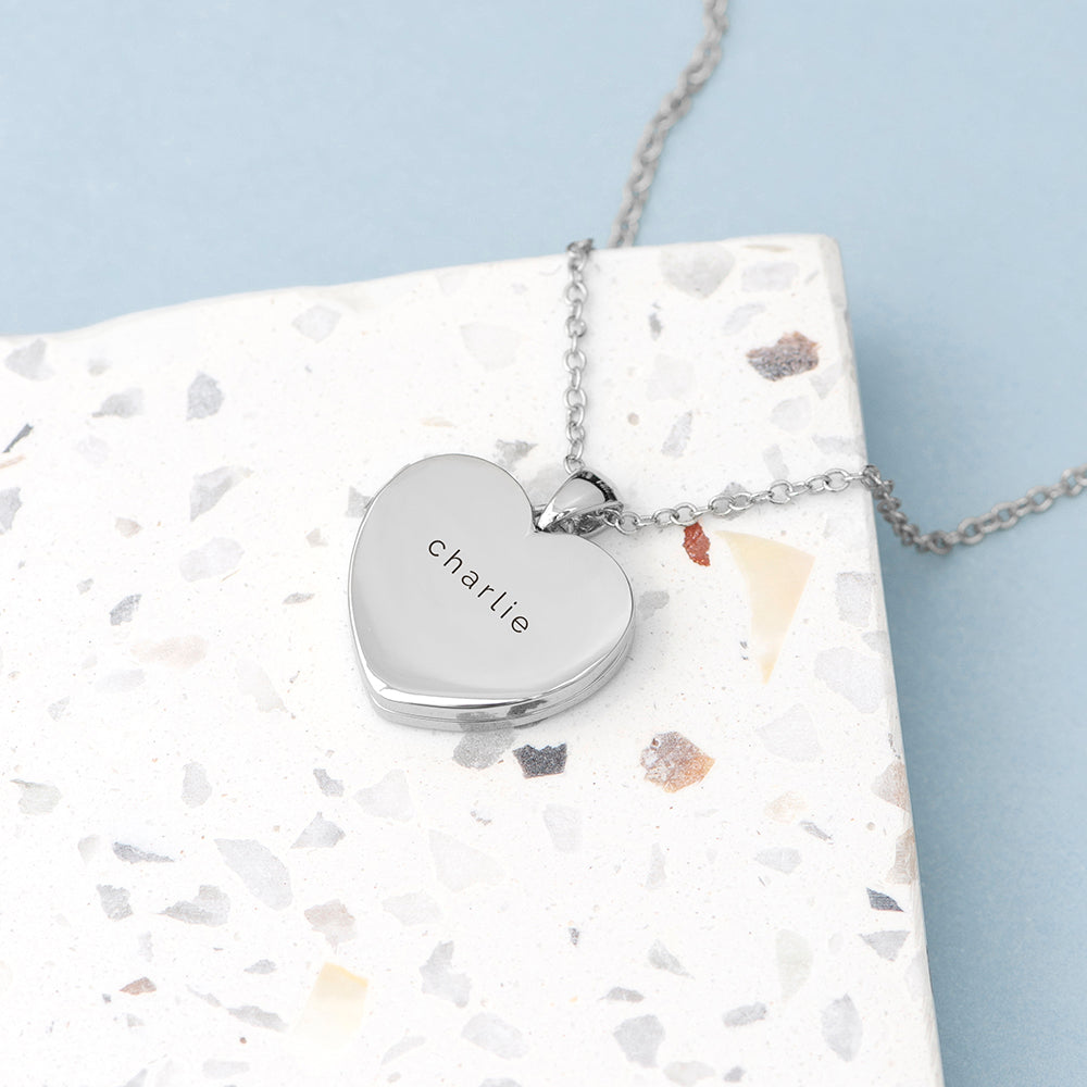 Personalised Heart Photo Locket Necklace: 10 - Silver - Necklaces By Gift Moments