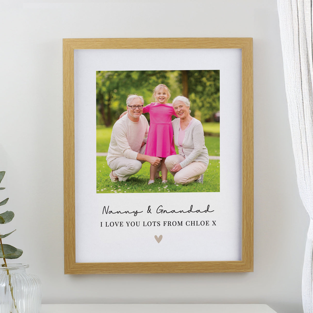 Personalised Heart Photo Upload Framed Prints: 1 - Oak - Framed Prints By Gift Moments