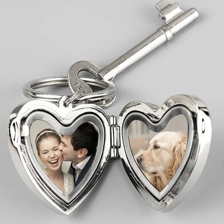 Personalised Heart Photo Frame Keyring: 2 - Keyrings By Gift Moments