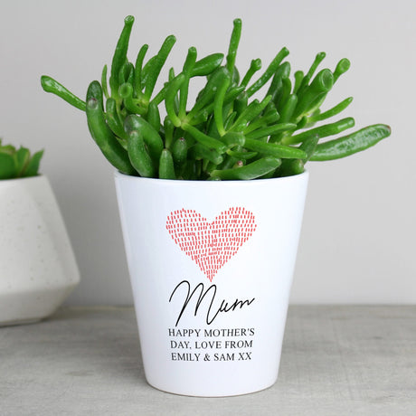 Personalised Heart-Shaped Ceramic Plant Pot: 3 - Pots & Planters By Gift Moments