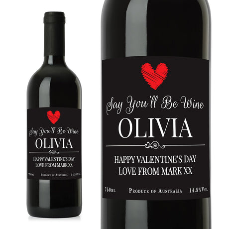 Personalised Heart Red Wine Gift: 5 - Wine By Gift Moments